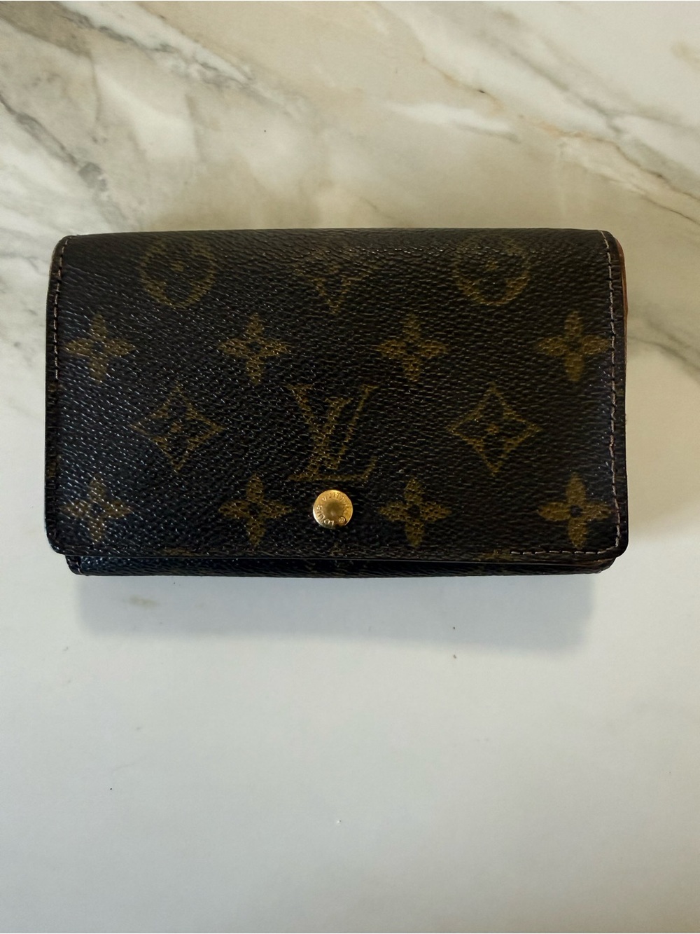 Louis Vuitton Monogram Canvas Small Wallet in Dark Brown and Gold